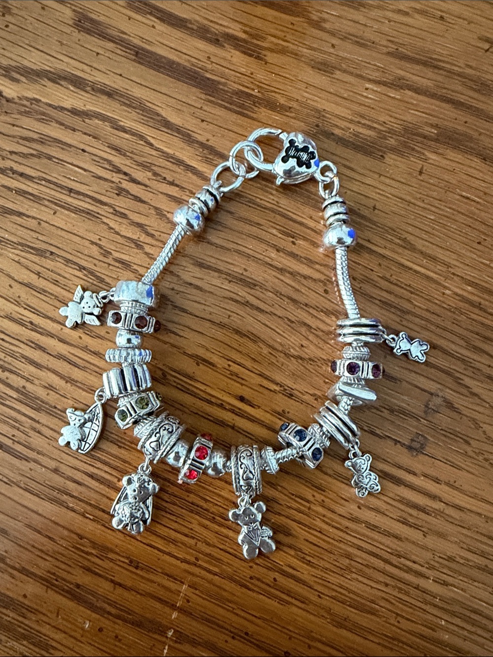 Silver Charm Bracelet with Multicolored Accents - Women Jewelry
